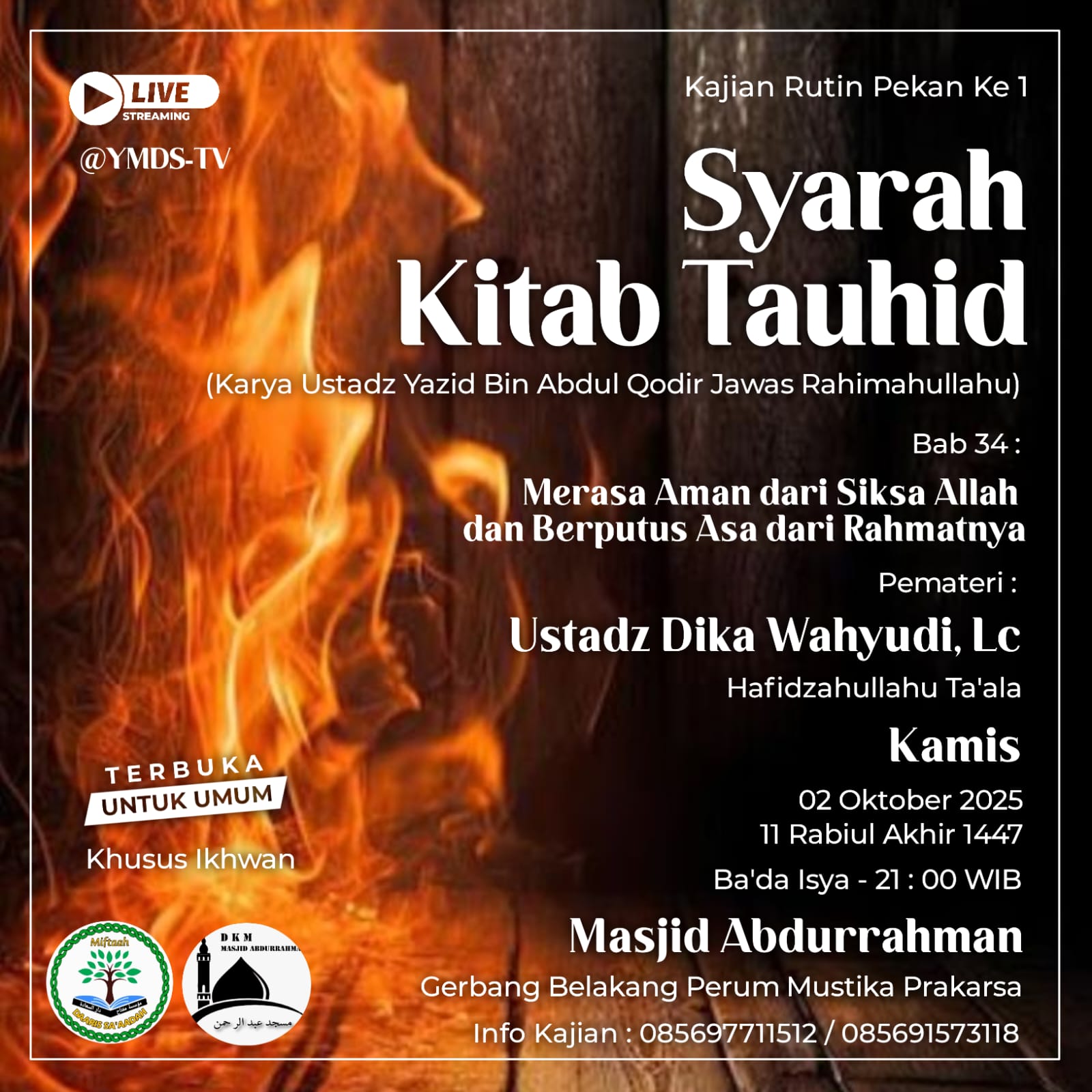 Syarah Kitab Tauhid – Bab #34 Merasa Aman dari  Siksa Allah dan Berputus Asa dari Rahmatnya